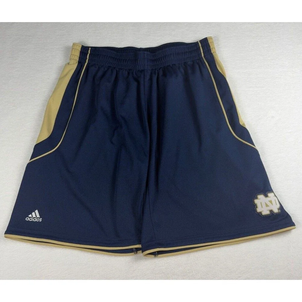 Notre Dame Fighting Irish Adidas Athletic Shorts Mens XL Blue Gold NCAA Gym